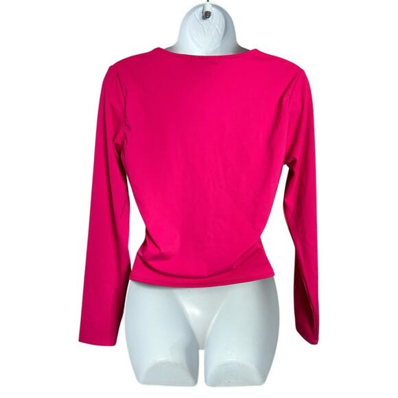 Forever 21 Contour Sculpt Shape V-Neck Long-Sleeve Crop Top Sz Large Pink New - Picture 8 of 8